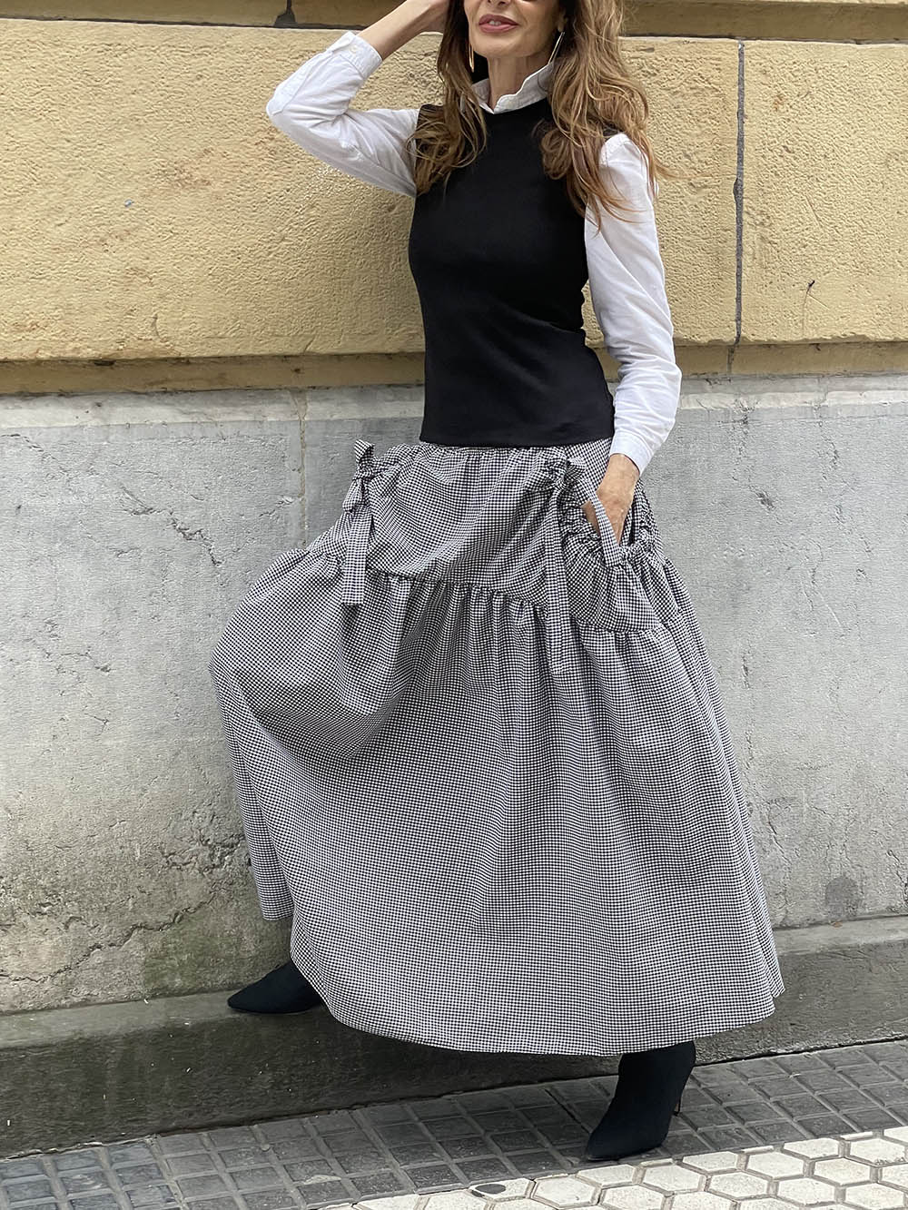Spódnica maxi w kratkę gingham