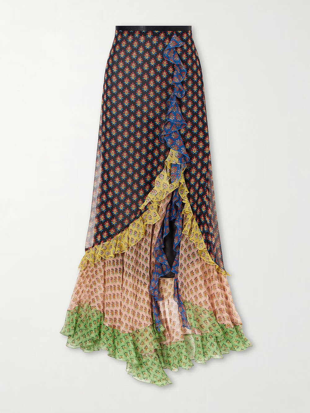 Boho spódnica maxi z szyfonu z nadrukiem